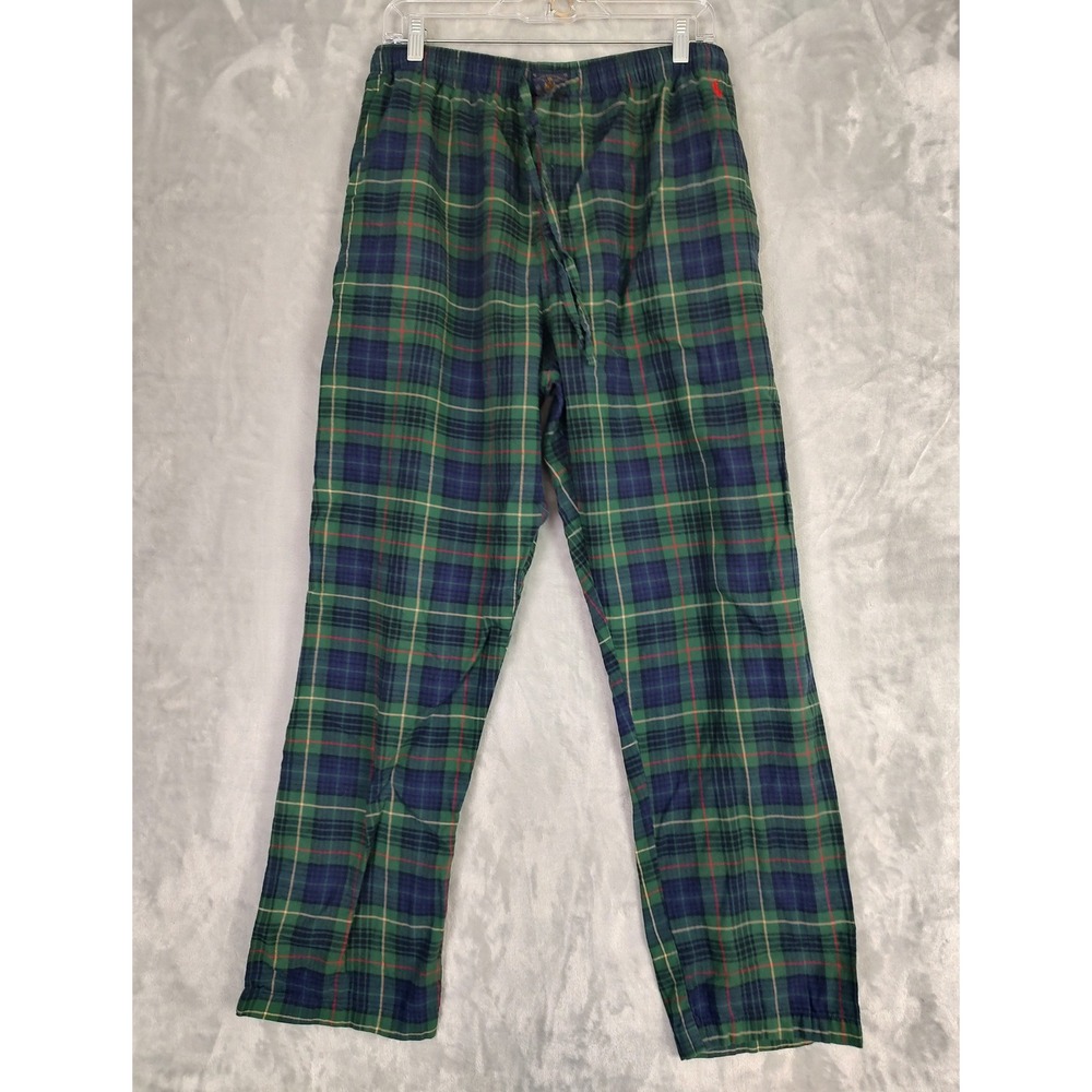 Polo‎ Ralph Lauren Mens Green Plaid Pajama Pants Cotton Sleepwear Large L 0221V5